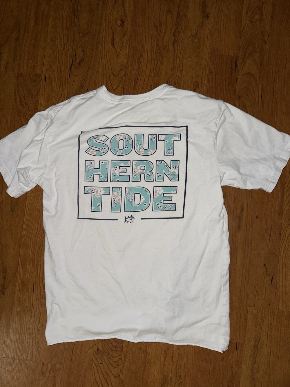 Southern Tide St Verdure floral white spell out tee short sleeve women’s XS